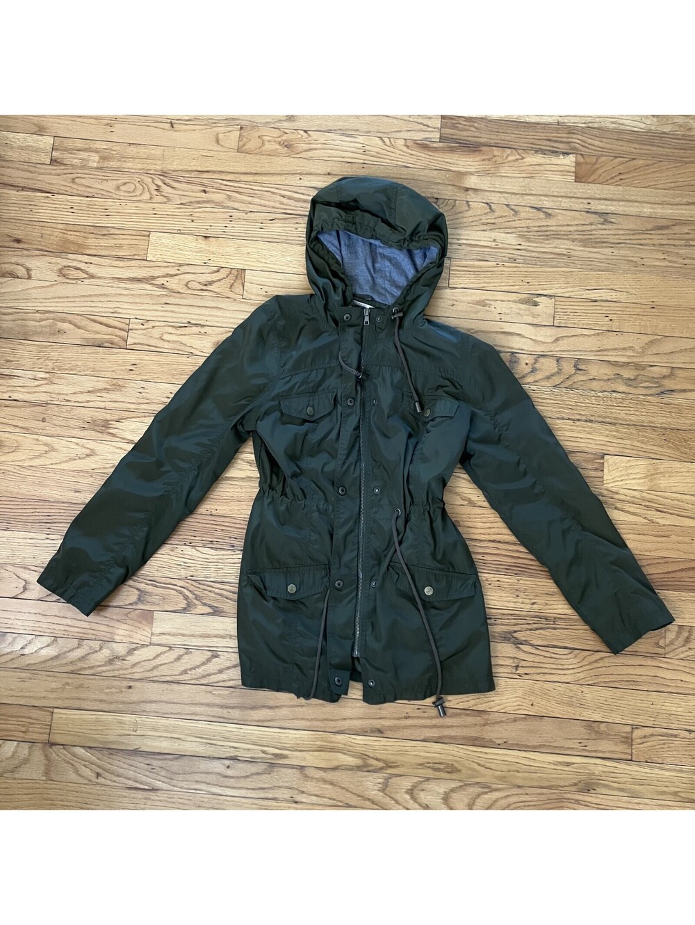 Gorpcore Womens Rain Jacket Water Resistant Hood Sz M Ladies Zip Crunchy Granola